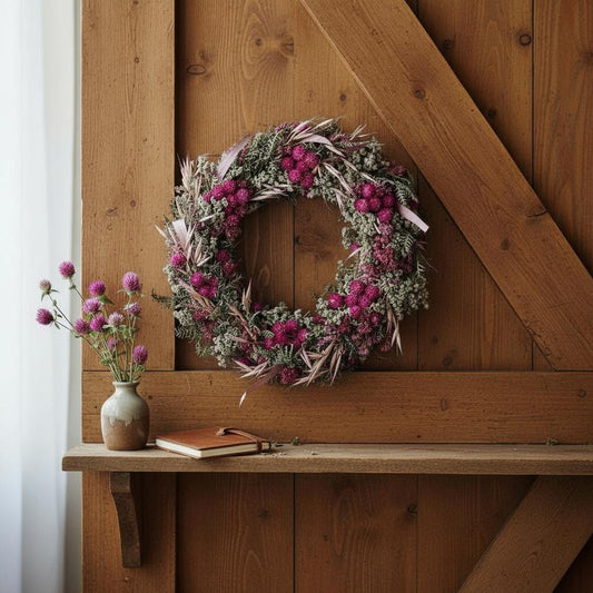 Türkranz Trockenblumen 30 cm – Frühlingskranz mit Naturmaterial – Haustürdeko & Indoor – Boho, Vintage