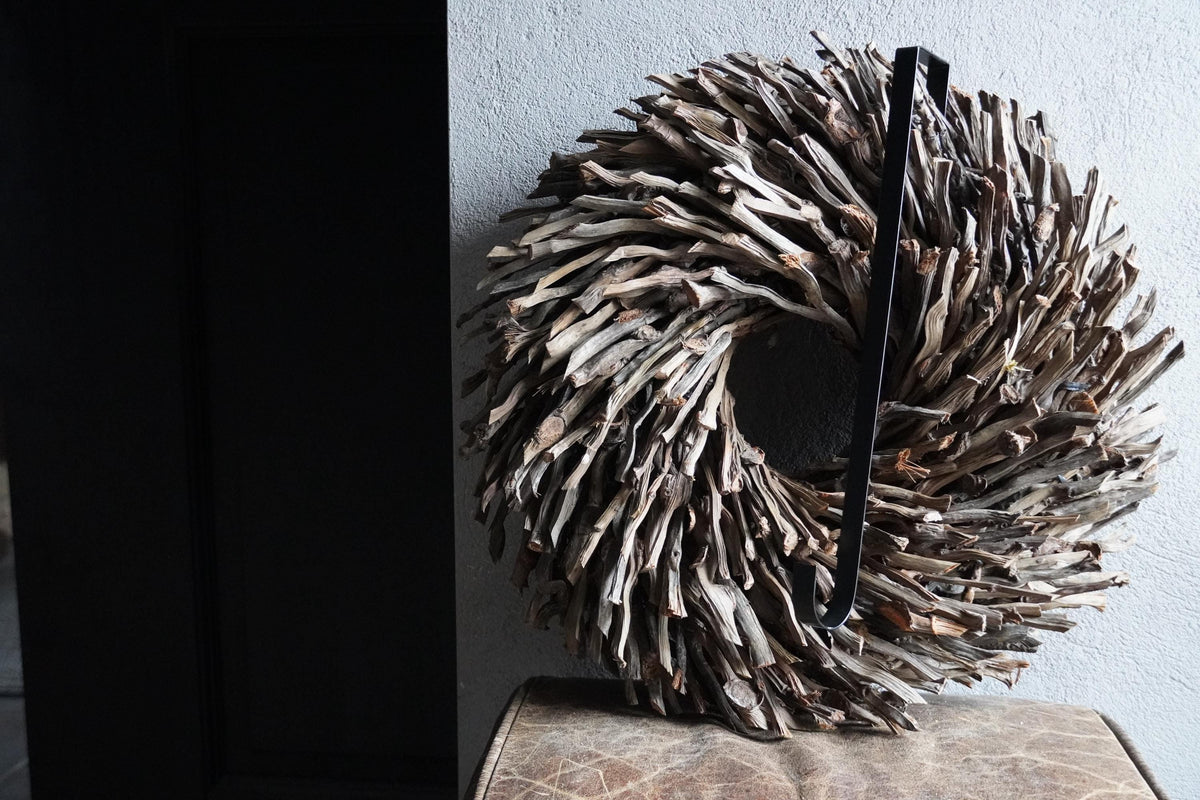 Natur Deko Kranz 40cm – Holzkranz / Trockenholz – rustikal, naturbelassen, flache Rückseite – Türkranz Wandkranz Boho - Kranzshop