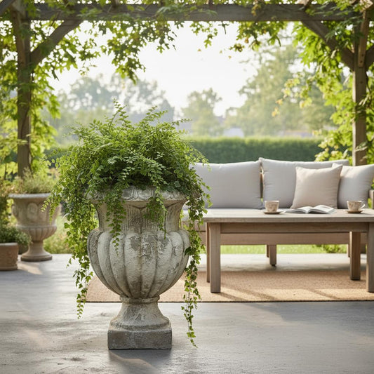 Amphore ca. 48cm – Beton Kunststoff Mix – Antik Optik – Pflanzgefäß Outdoor – Garten Deko – Amphorentopf