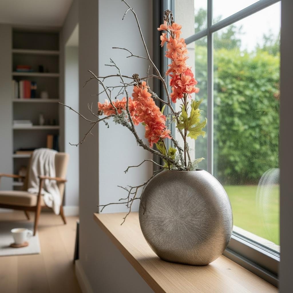 Künstlicher Blütenzweig Orange-Rot 86 cm – Deko Zweig für Vase, Herbstdeko, Wohnzimmer & Tisch
