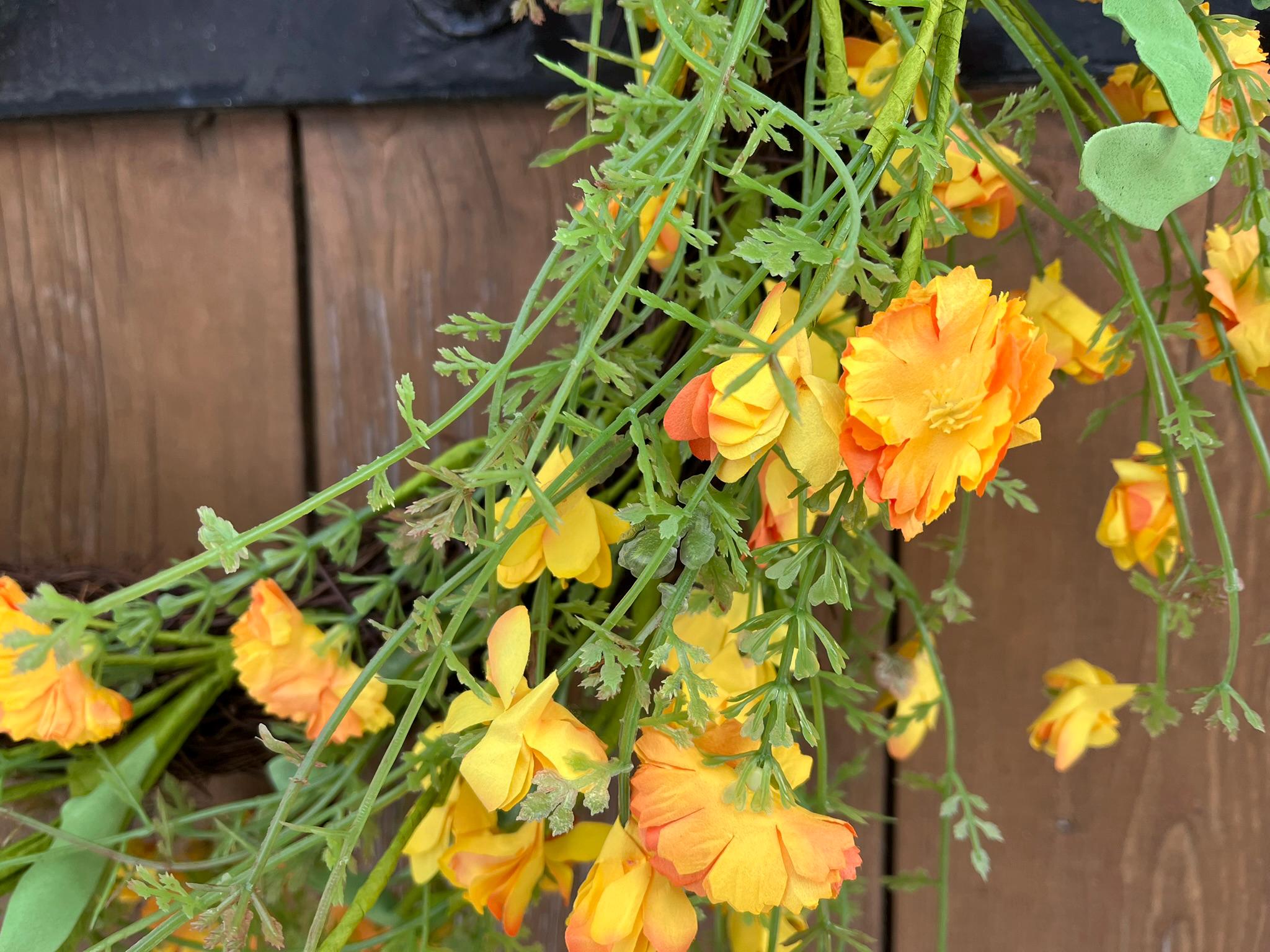 Gelber Frühlingskranz Türkranz | Sommerkranz gelbe Blumen | Wiesenkranz Deko Haustür | Blütenkranz Naturlook | Kranz handgemacht