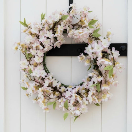 Türkranz Kirschblüte rosa | Frühlingskranz 50 cm | romantischer Blütenkranz | Deko Kranz Haustür | Sommerkranz