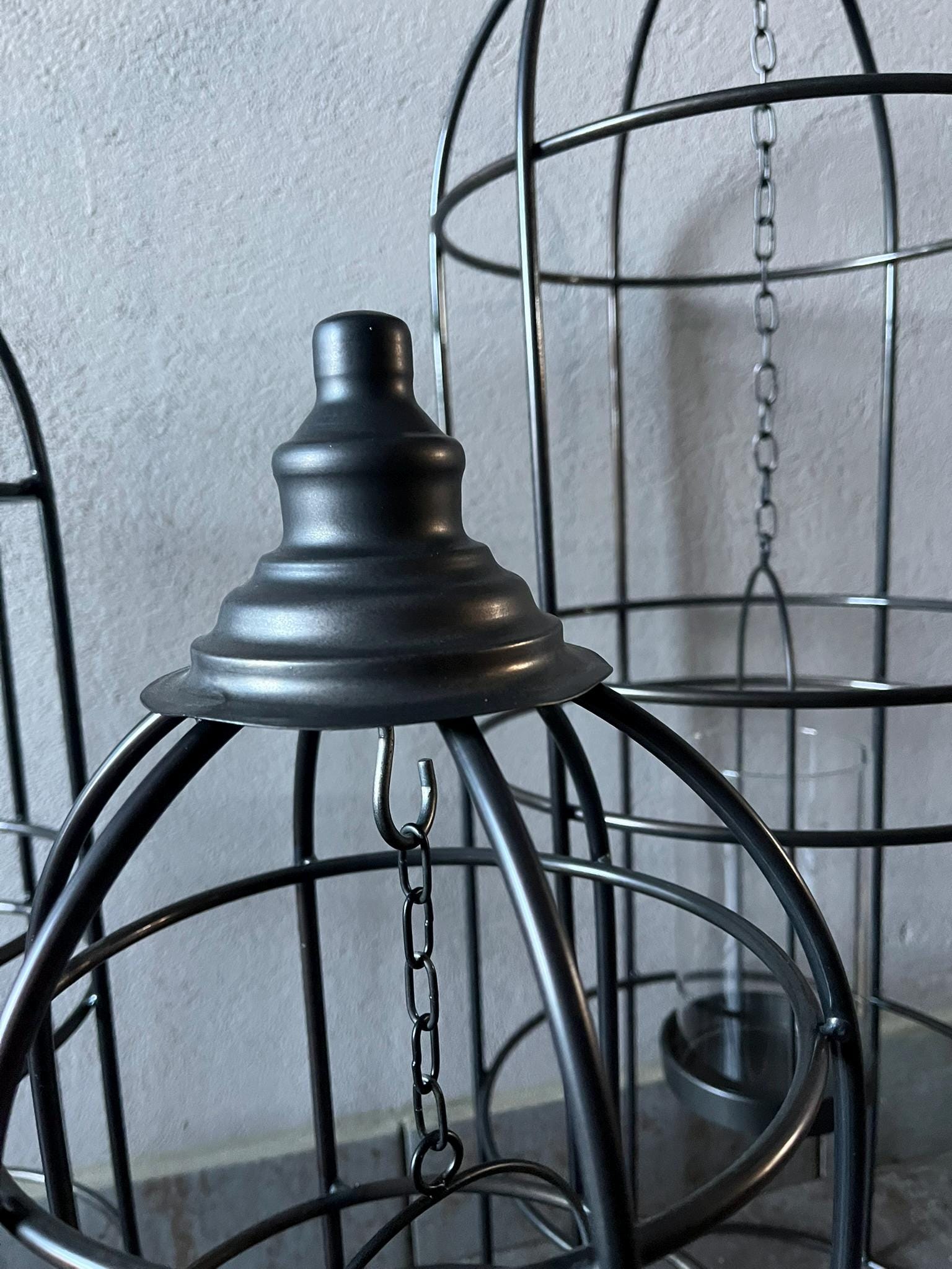 3er Set Metall Laternen schwarz | große Bodenlaternen modern | Windlicht Set Wohnzimmer | Laternen Deko Landhaus | Kerzenhalter Set