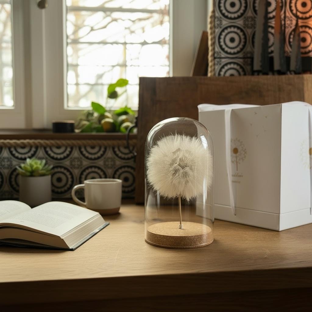 Echte Pusteblume im Glas | Glaskuppel Deko | Wunschblume Geschenk | Naturdeko im Glas | Geschenkbox