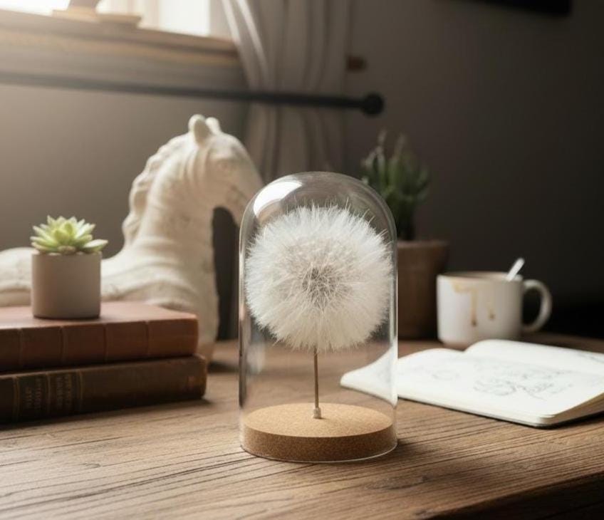 Echte Pusteblume im Glas | Glaskuppel Deko | Wunschblume Geschenk | Naturdeko im Glas | Geschenkbox