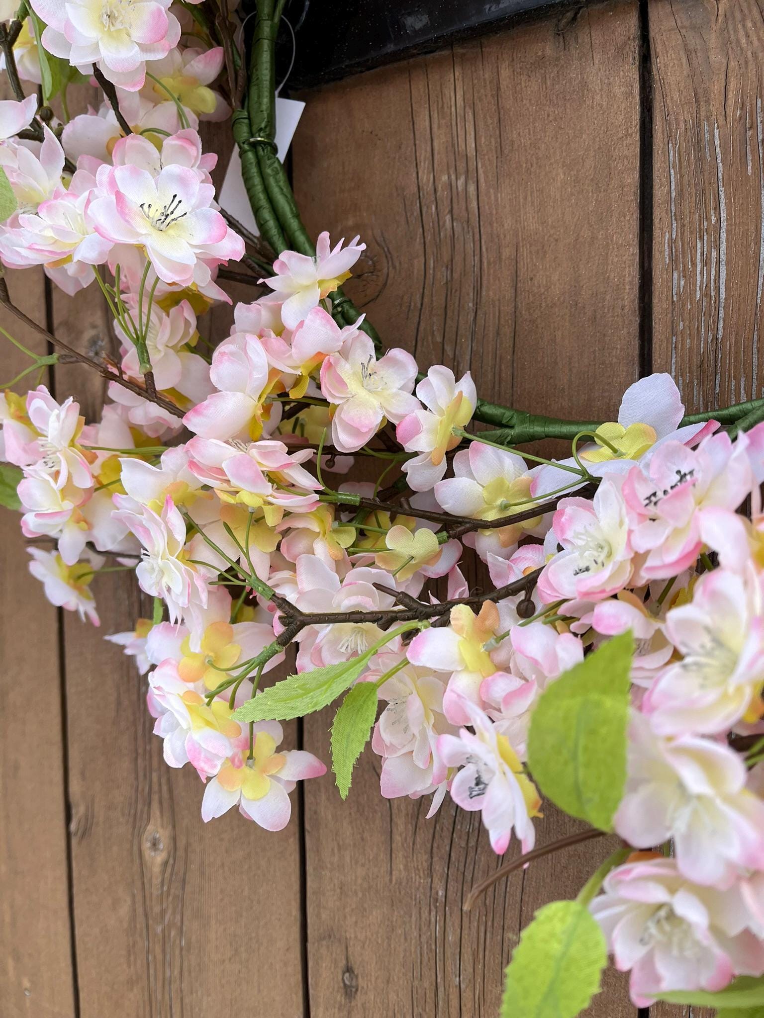 Türkranz Kirschblüte rosa | Frühlingskranz 50 cm | romantischer Blütenkranz | Deko Kranz Haustür | Sommerkranz