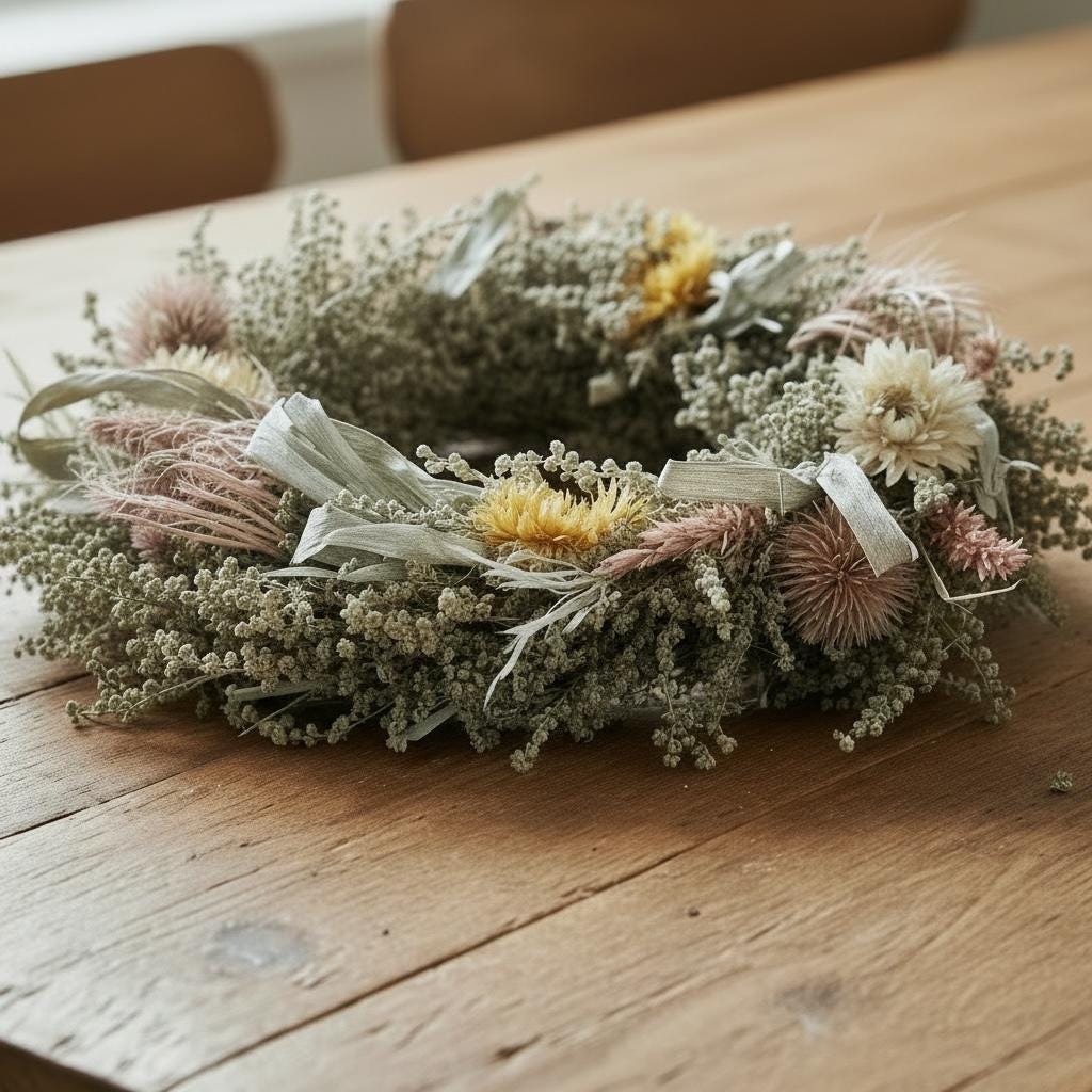 Türkranz Trockenblumen 30 cm – Frühlingskranz mit Naturmaterial – Haustürdeko & Indoor – Boho, Vintage