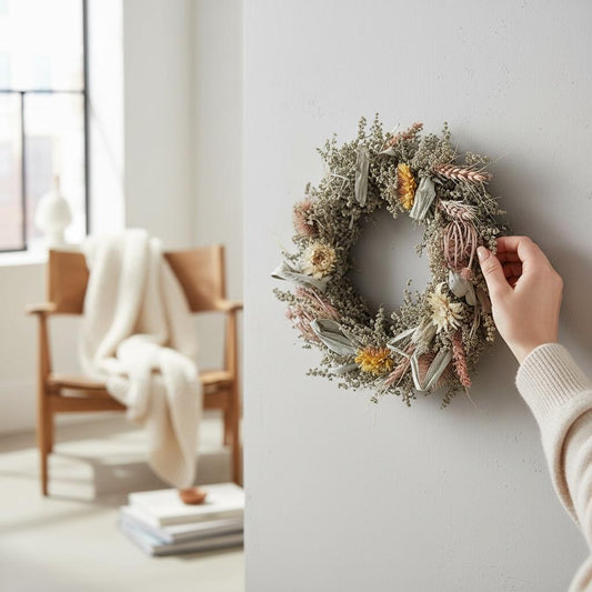 Türkranz Trockenblumen 30 cm – Frühlingskranz mit Naturmaterial – Haustürdeko & Indoor – Boho, Vintage