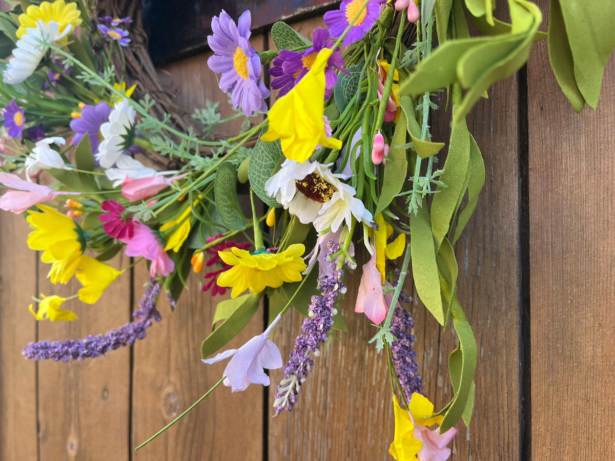 Türkranz Frühling 50 cm bunt | Frühlingskranz künstlich