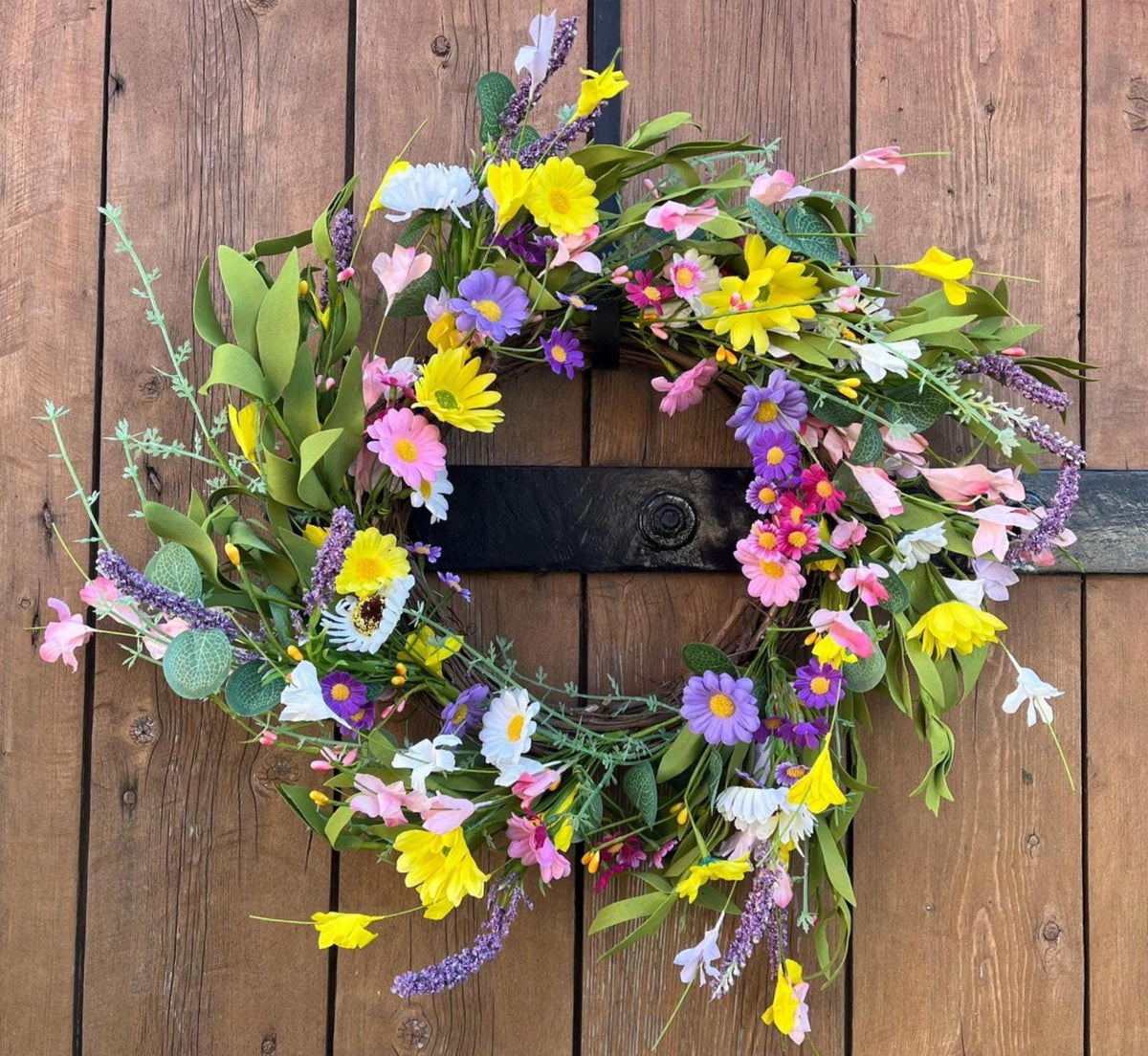 Türkranz Frühling 50 cm bunt | Frühlingskranz künstlich