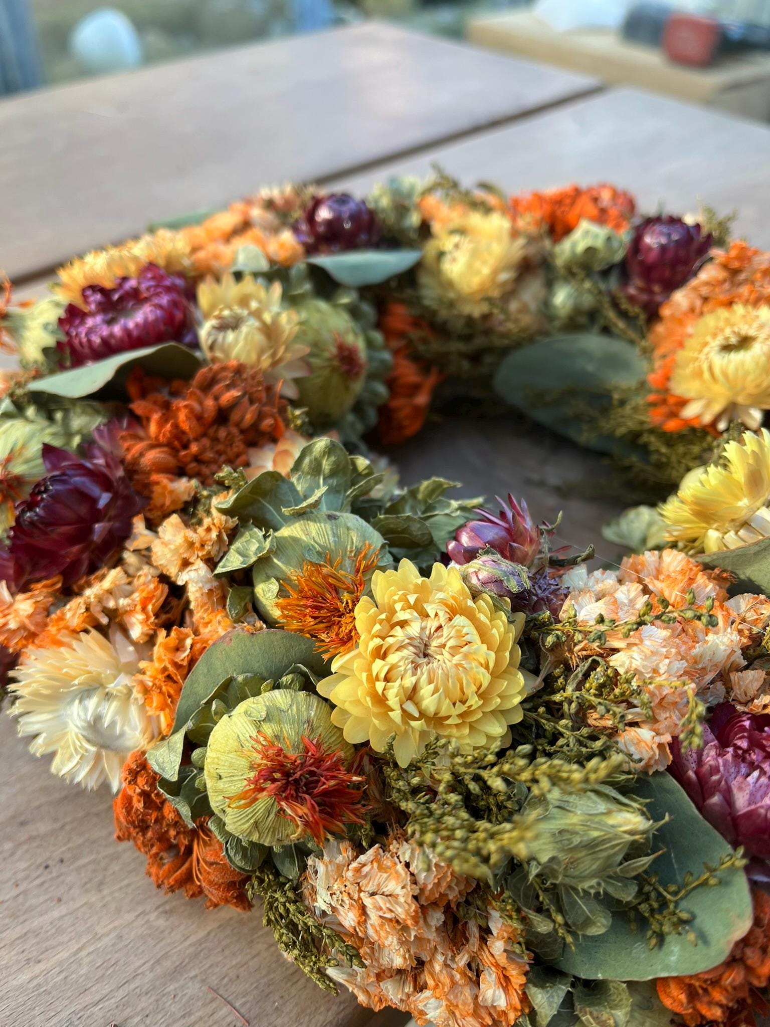 Trockenblumen Kranz 28 cm bunt | Frühlingskranz Tür | Boho Kranz Natur | Wandkranz Trockenblumen | Deko Haustür Frühling