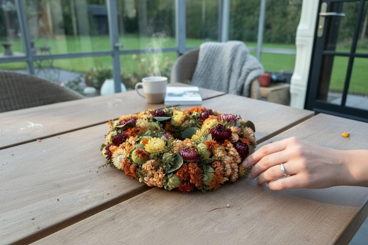Trockenblumen Kranz 28 cm bunt | Frühlingskranz Tür | Boho Kranz Natur | Wandkranz Trockenblumen | Deko Haustür Frühling