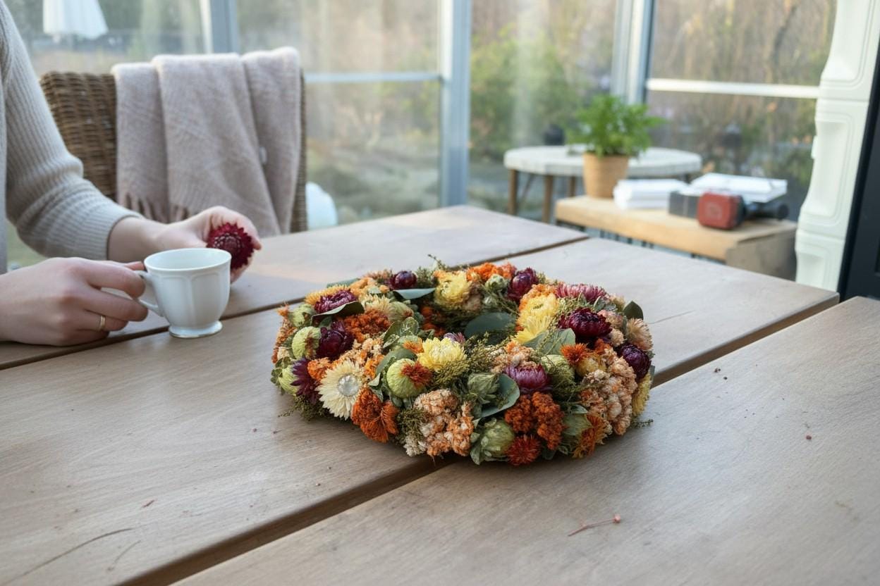 Trockenblumen Kranz 28 cm bunt | Frühlingskranz Tür | Boho Kranz Natur | Wandkranz Trockenblumen | Deko Haustür Frühling