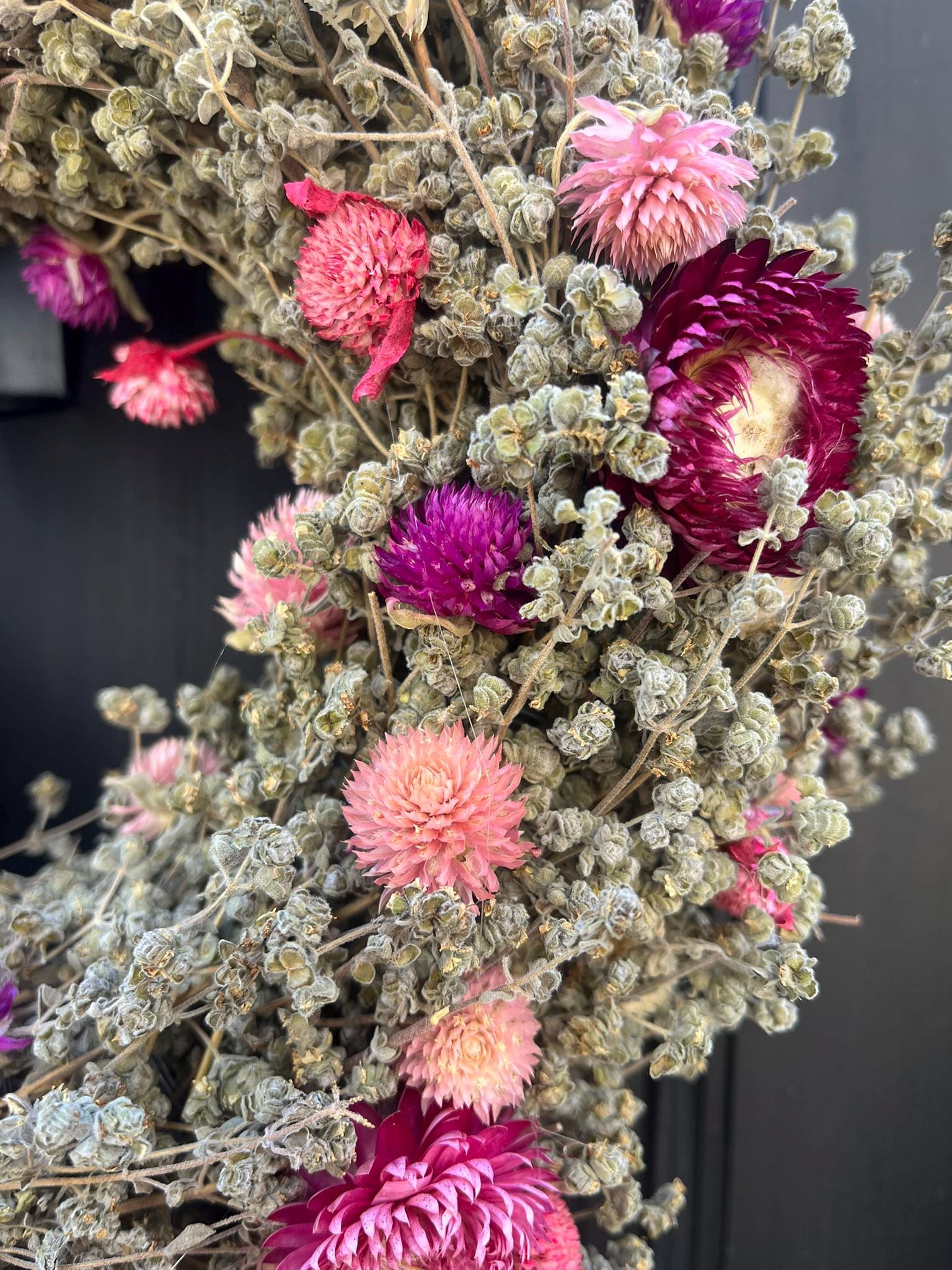 Trockenblumenkranz 30 cm natur pink | Türkranz Boho | Wiesenkranz | Wandkranz | Landhaus Deko | mit oder ohne Halter