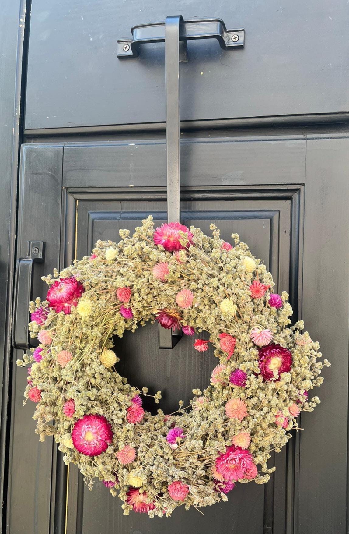 Trockenblumenkranz 30 cm natur pink | Türkranz Boho | Wiesenkranz | Wandkranz | Landhaus Deko | mit oder ohne Halter