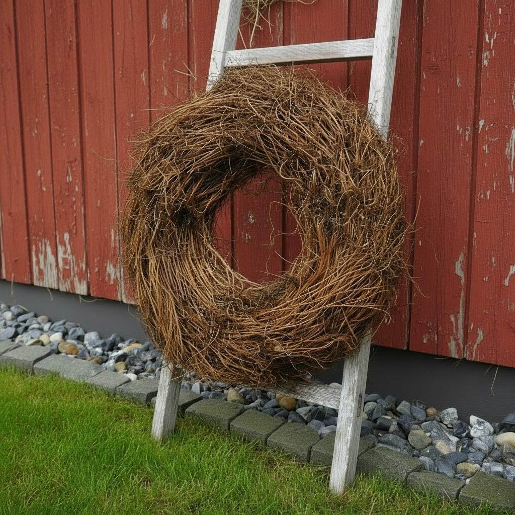 Großer Reisigkranz 65 cm – Türkranz Outdoor Natur – Rustikaler Kranz für Haustür, Wand & Garten – XXL Naturkranz Zweigkranz