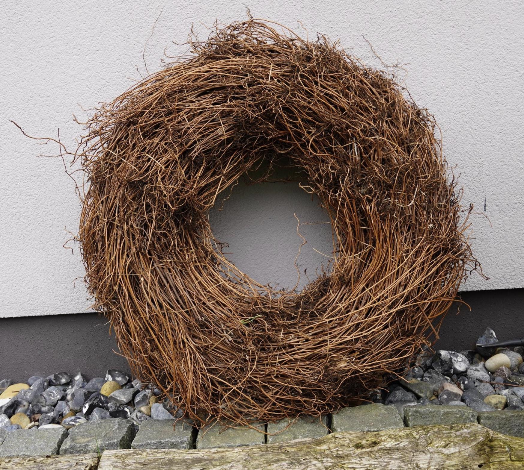 Großer Reisigkranz 65 cm – Türkranz Outdoor Natur – Rustikaler Kranz für Haustür, Wand & Garten – XXL Naturkranz Zweigkranz