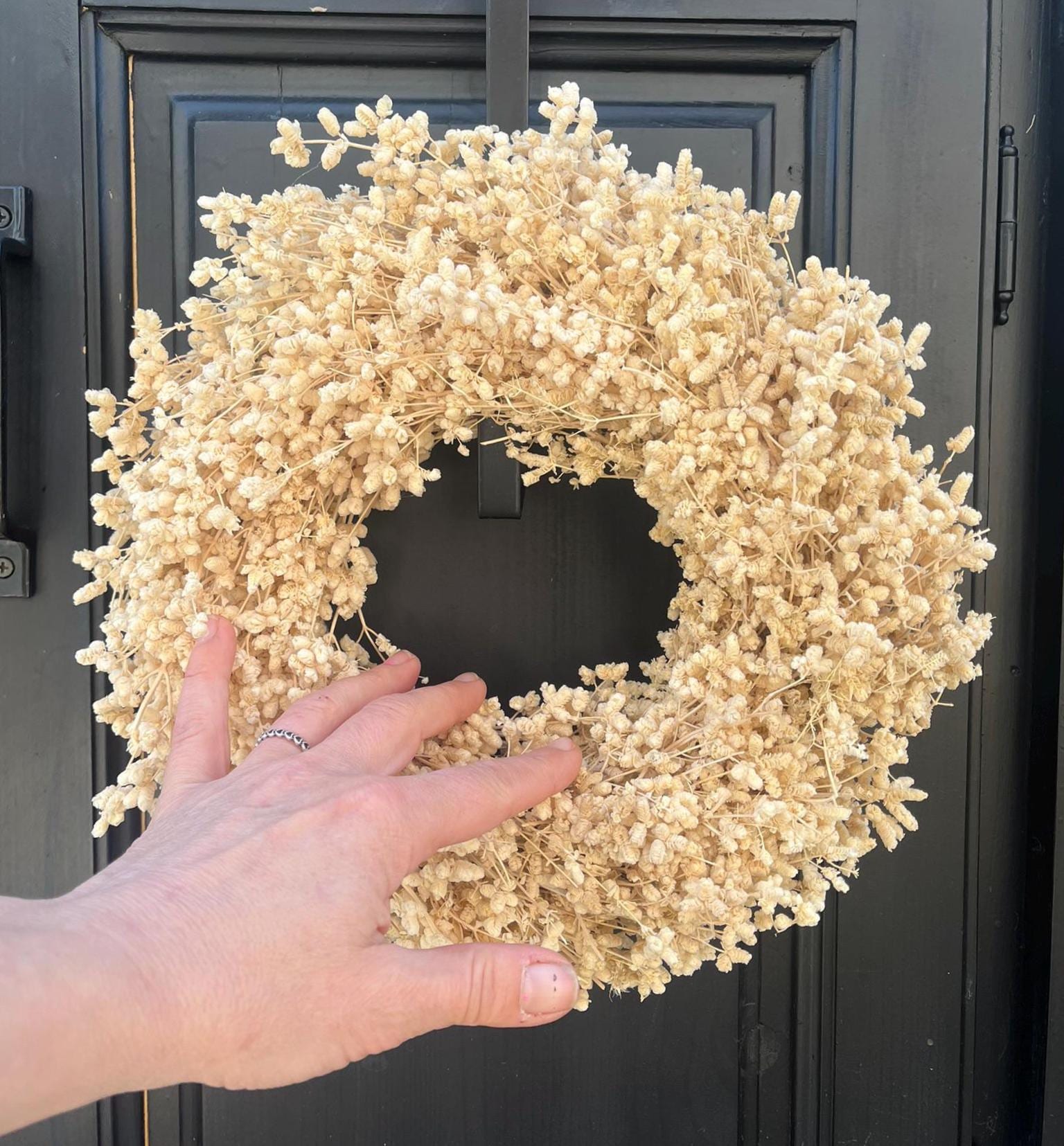 Trockenblumenkranz 30 cm beige natur | minimalistischer Türkranz | Boho Kranz | Wandkranz | Scandi Deko | mit oder ohne Halter