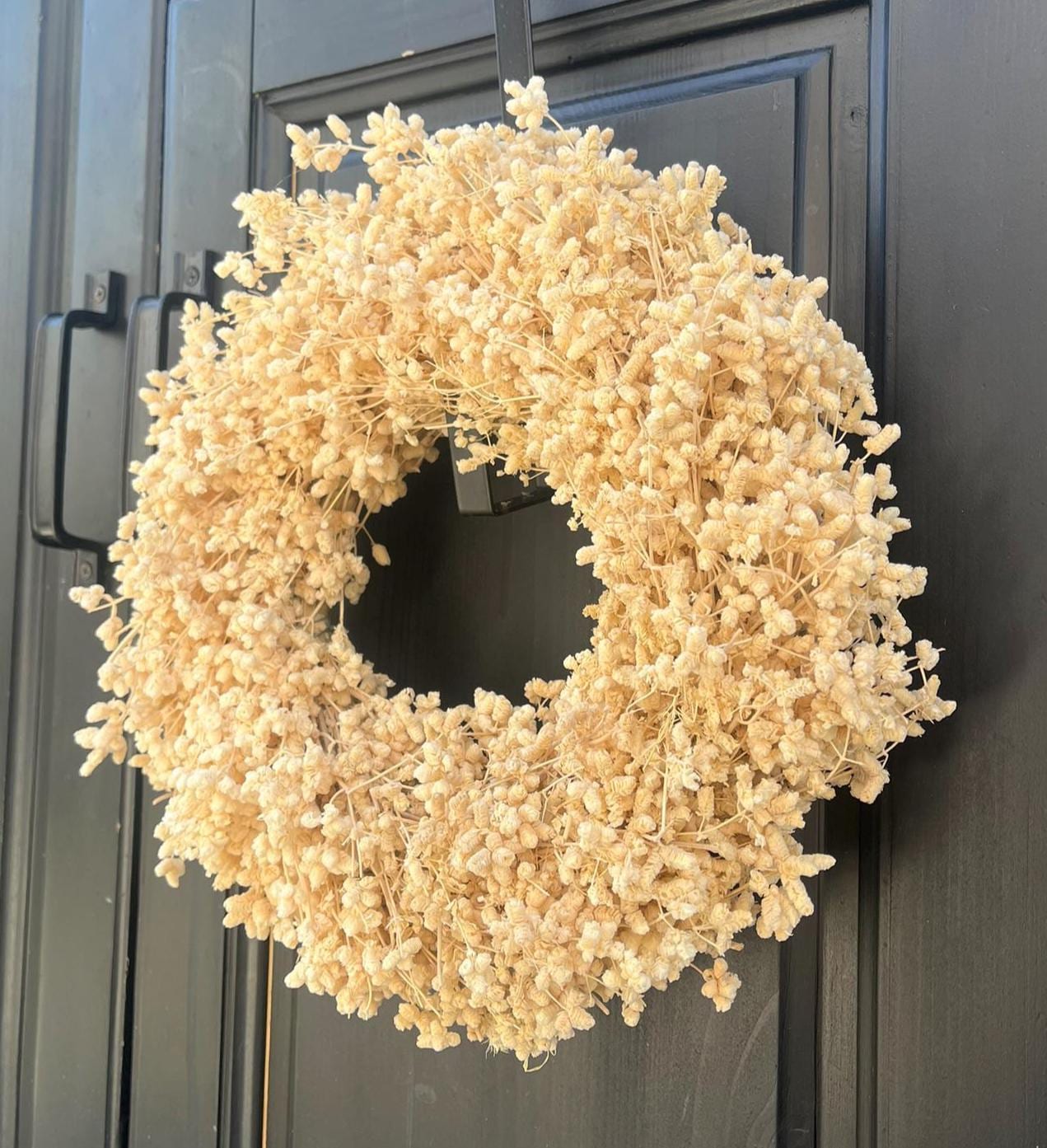 Trockenblumenkranz 30 cm beige natur | minimalistischer Türkranz | Boho Kranz | Wandkranz | Scandi Deko | mit oder ohne Halter