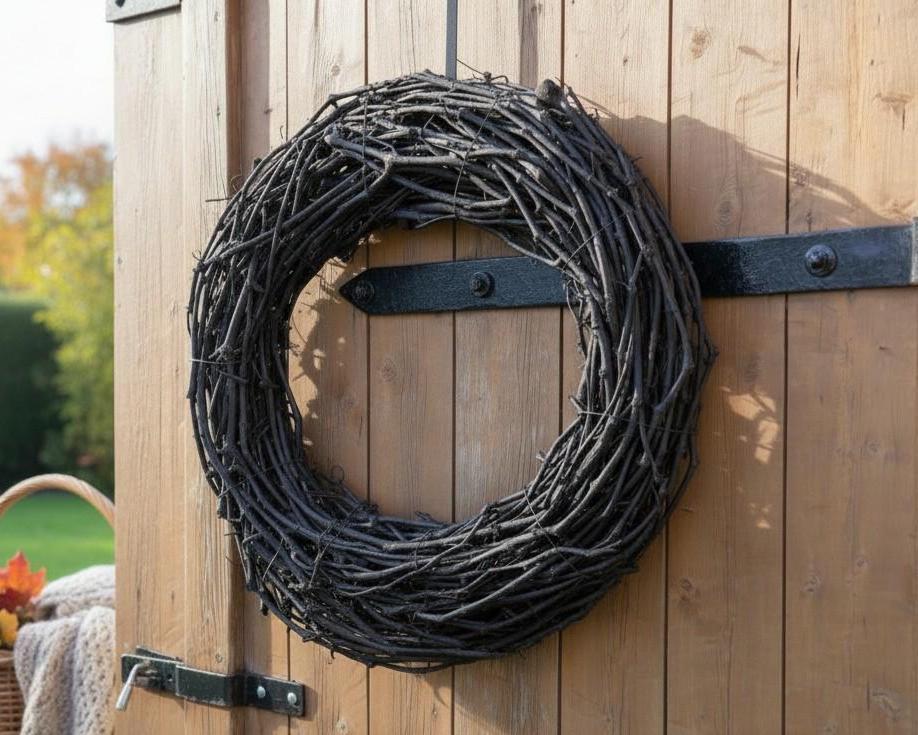 Schwarzer Weinreben Kranz 40–75 cm – Türkranz außen modern – XL Naturkranz schwarz – Wandkranz Landhaus Industrial Deko