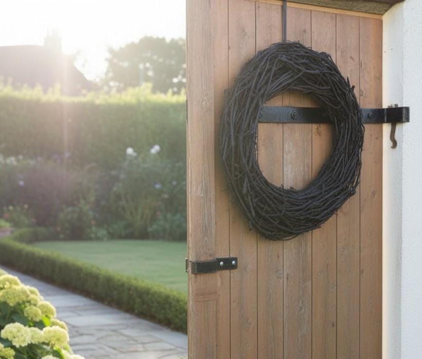 Schwarzer Weinreben Kranz 40–75 cm – Türkranz außen modern – XL Naturkranz schwarz – Wandkranz Landhaus Industrial Deko