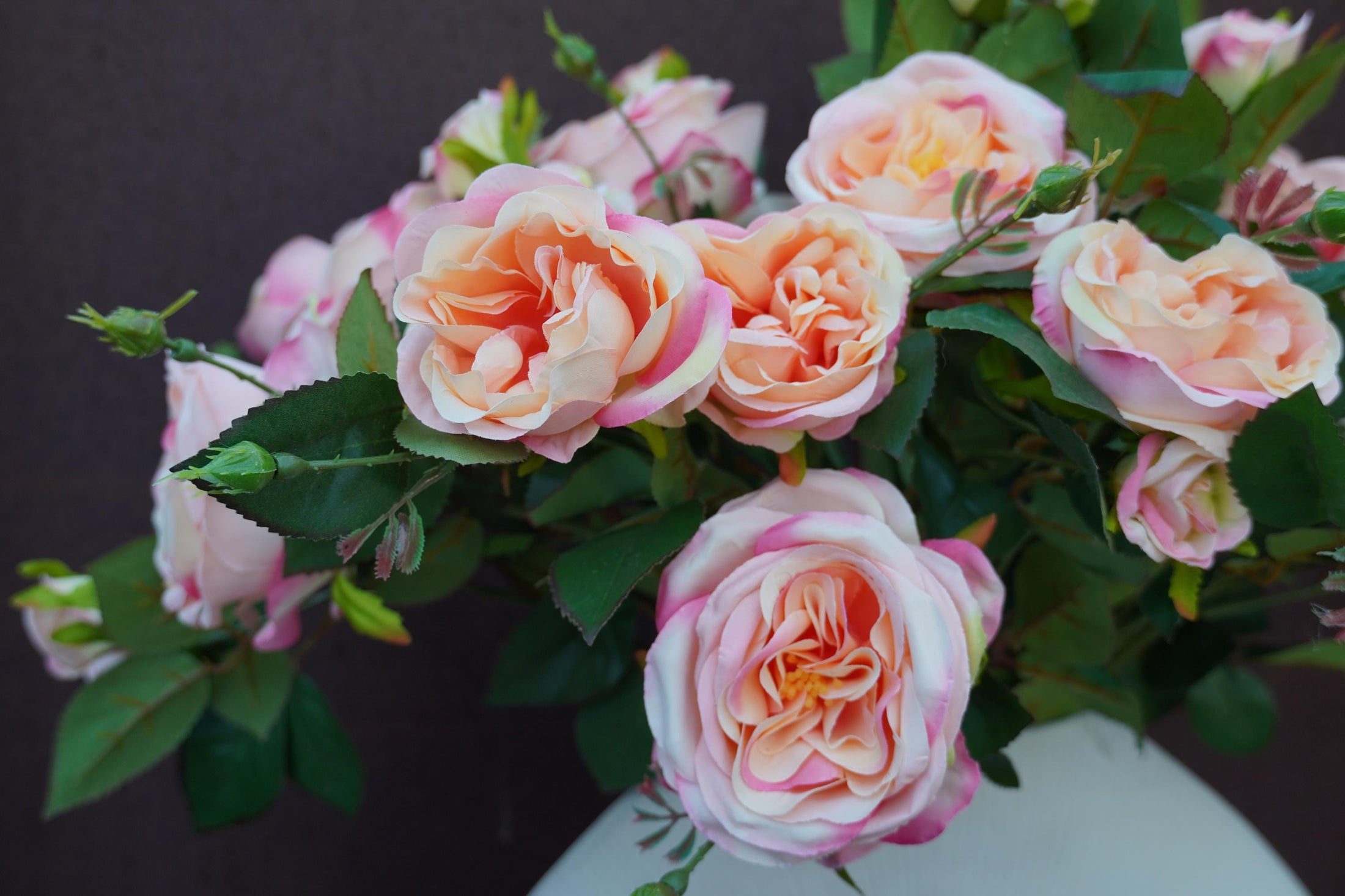 Kunstblumen Kranz | Künstlicher Rosenzweig Lachs – Bild 3