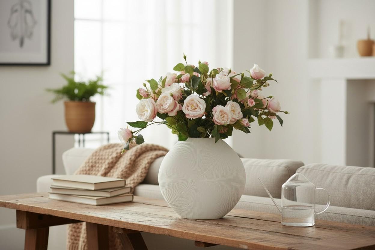 Kunstblumen Kranz | Künstlicher Rosenzweig Rosa – Bild 2