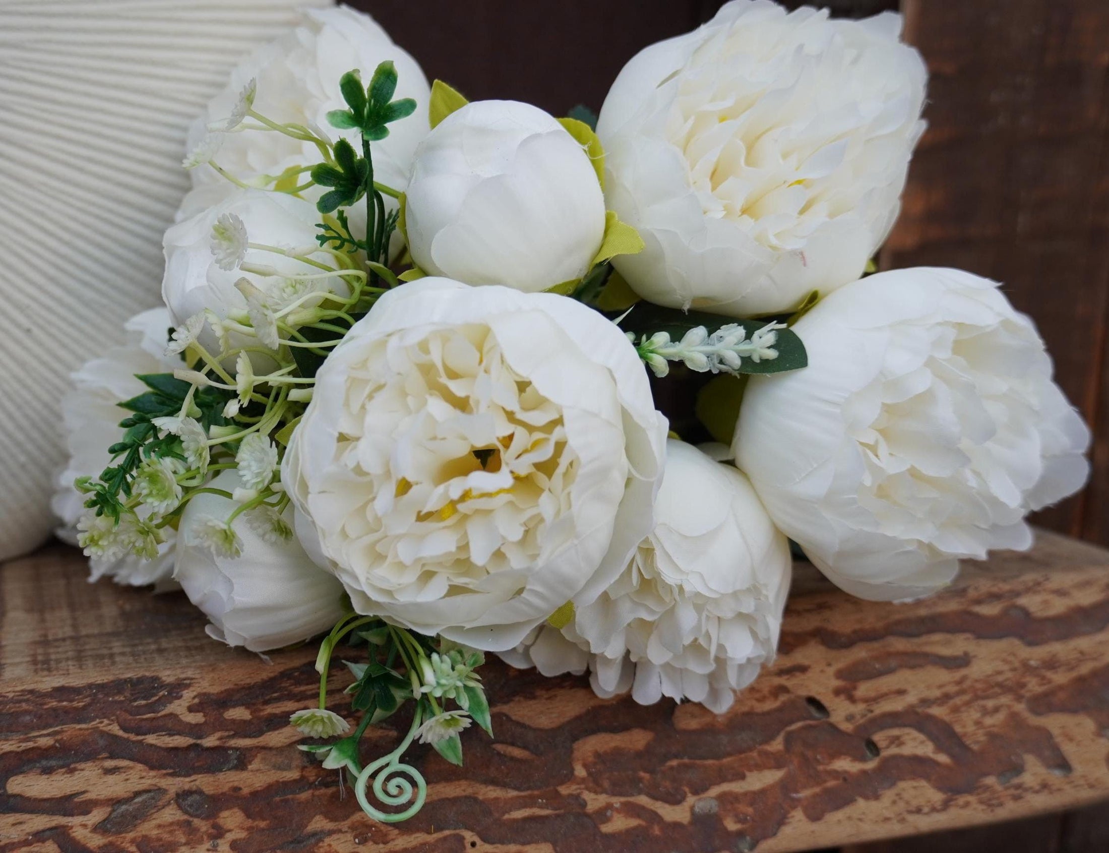 Brautstrauß Kunstblumen | Kunstblumenstrauß Weiß – Bild 2