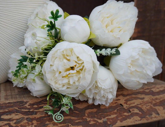 Brautstrauß Kunstblumen | Kunstblumenstrauß Weiß – Bild 2