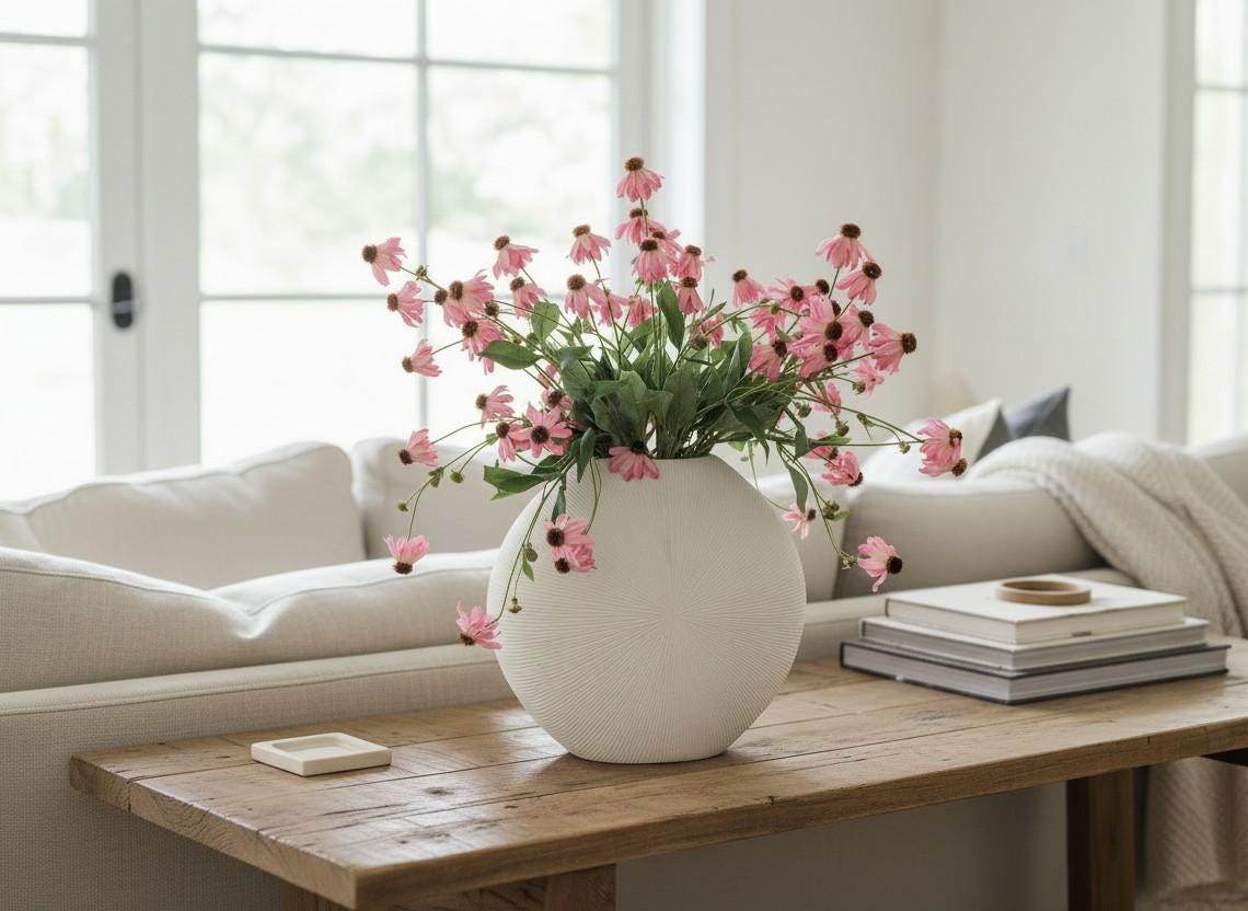Kunstblumen Kranz | Künstliche Cosmea Rosa | Romantische Boho Deko – Bild 6