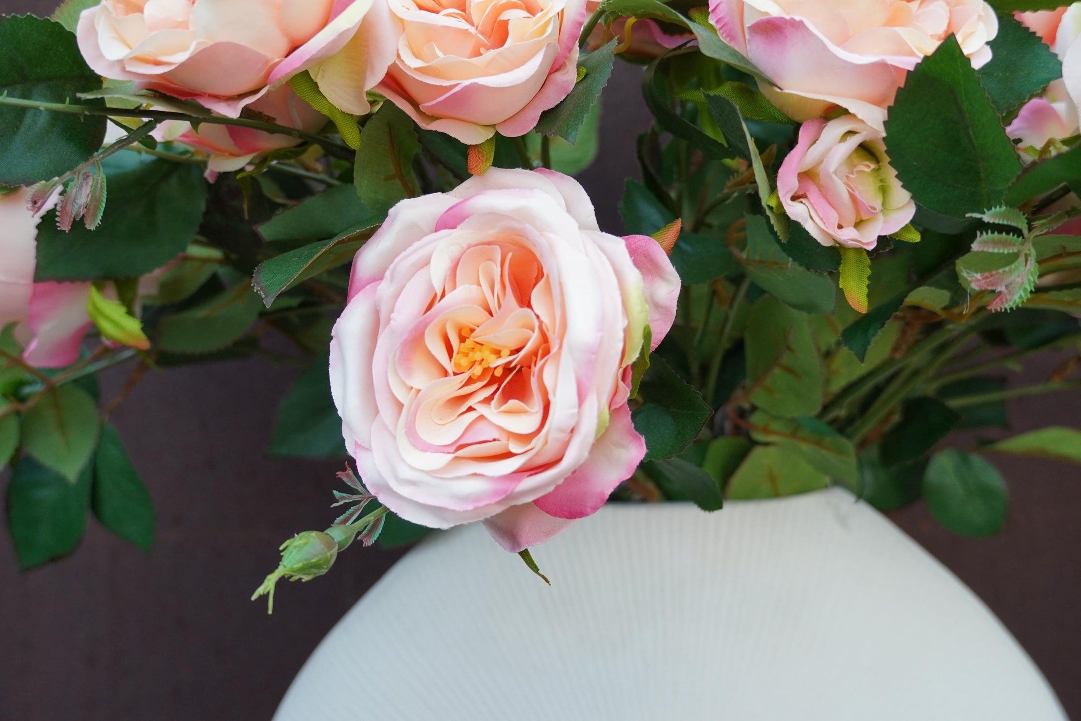 Kunstblumen Kranz | Künstlicher Rosenzweig Lachs – Bild 4