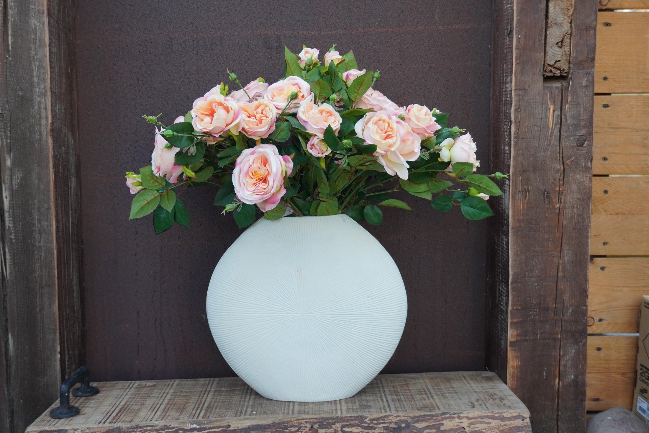 Kunstblumen Kranz | Künstlicher Rosenzweig Lachs – Bild 5