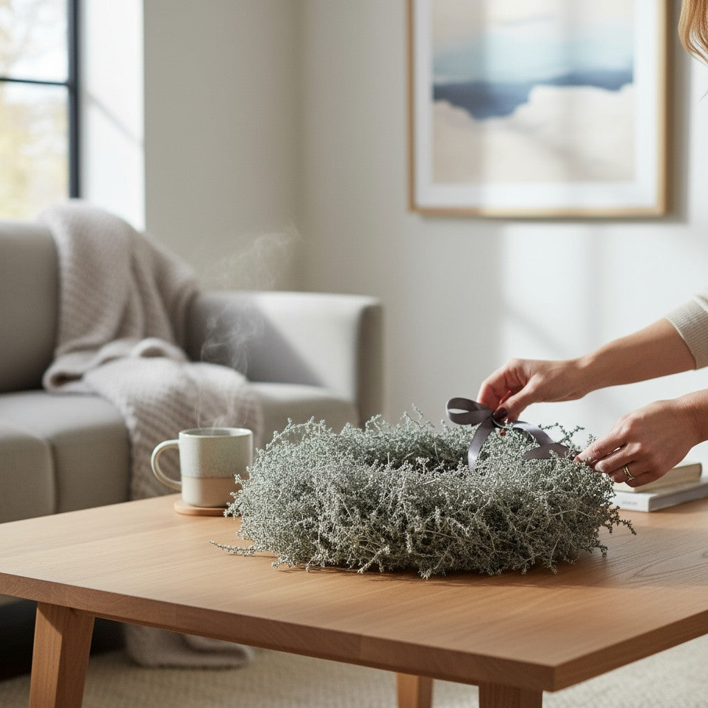 Eleganter Wandkranz / Türkranz, Grün Asparagus-Kranz 40 cm Durchmesser