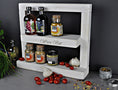 Bild in Galerie-Betrachter laden, Personalisiertes Gewürzregal Holz Regal Shabby Weiß - Ca. 10 Cm tief / Breite 40 - 80 cm , Küchenregal 3 Regalboden / Ablagen - NordsHunger
